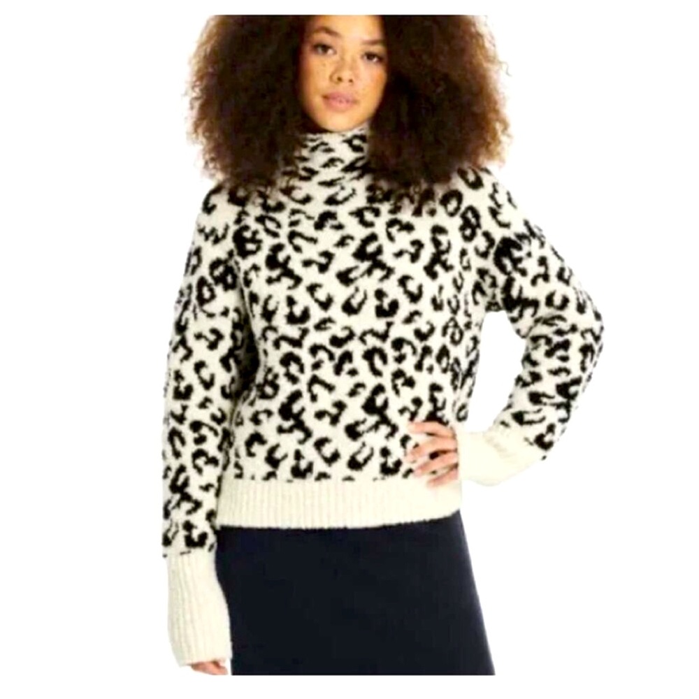 UGG Sage Leopard Print Sherpa Pullover M